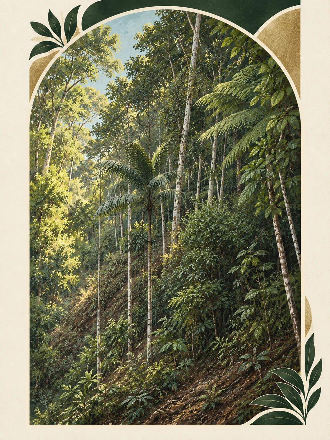 Ilustração editorial de mata e vegetação presente no ebook